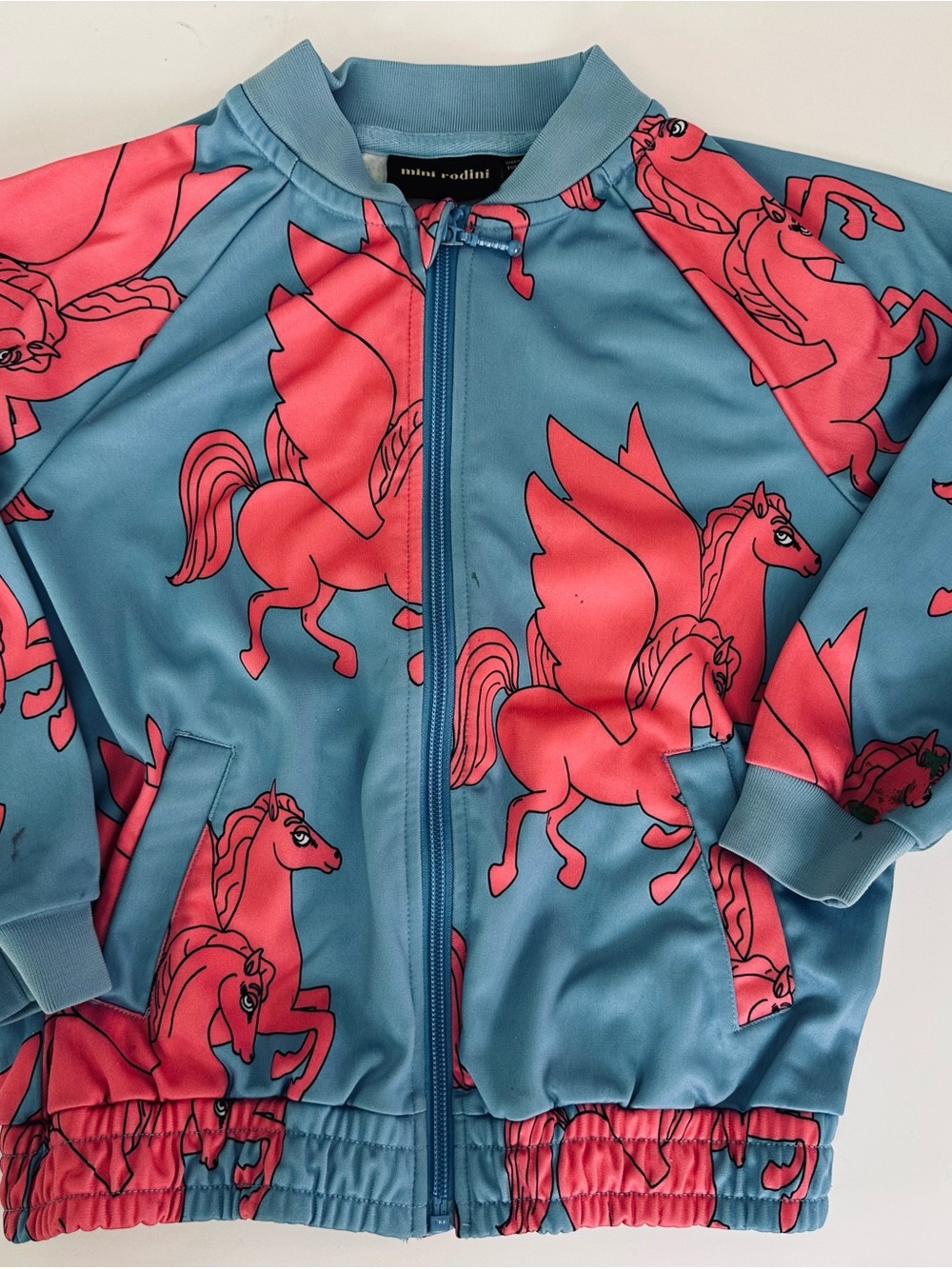 Mini Rodini Blue & Pink Pegasus Print Zip Jacket 5-7Y